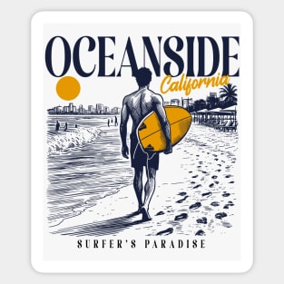 Vintage Surfing Oceanside, California // Retro Surfer Sketch // Surfer's Paradise Sticker